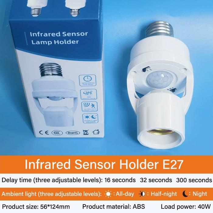 Gambar Vinnatsu Fitting Lampu Bohlam Sensor Gerak Otomatis Bohlam Sensor 60W E27 Neon - Sensor lamp holder dari Vinnatsu official undefined Tokopedia