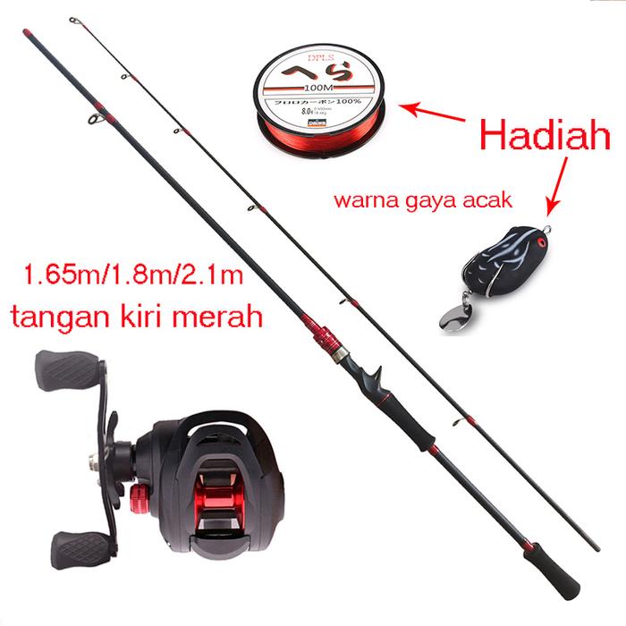 Gambar Joran Pancing Set 1.65m/1.80m/2.10m casting baitcasting reel 2 Bagian Pancing 19+1BB 7.2:1 reel pancing Umpan Ikan - tangan kiri, merah, 210cm dari HAIYI SPORT undefined Tokopedia