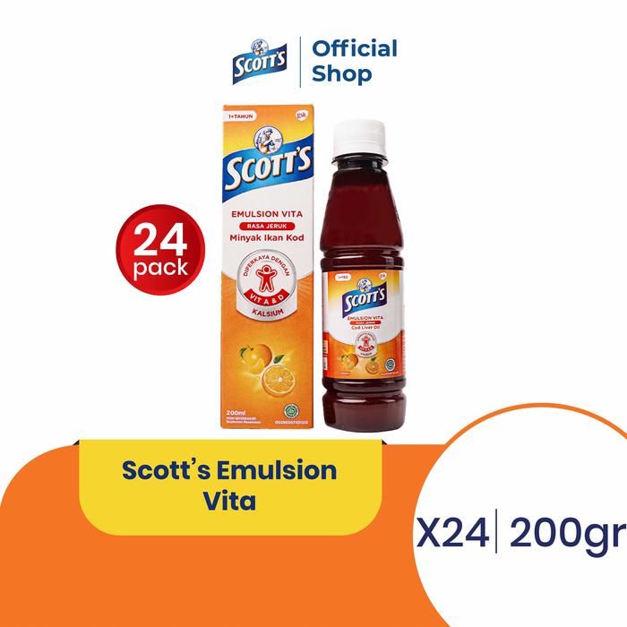 Gambar Scott's Vitamin dengan Omega 3, Vitamin A dan D + Kalsium Vita Rasa Jeruk 24x200ml [24 PCS] dari Sensodyne Indonesia undefined Tokopedia