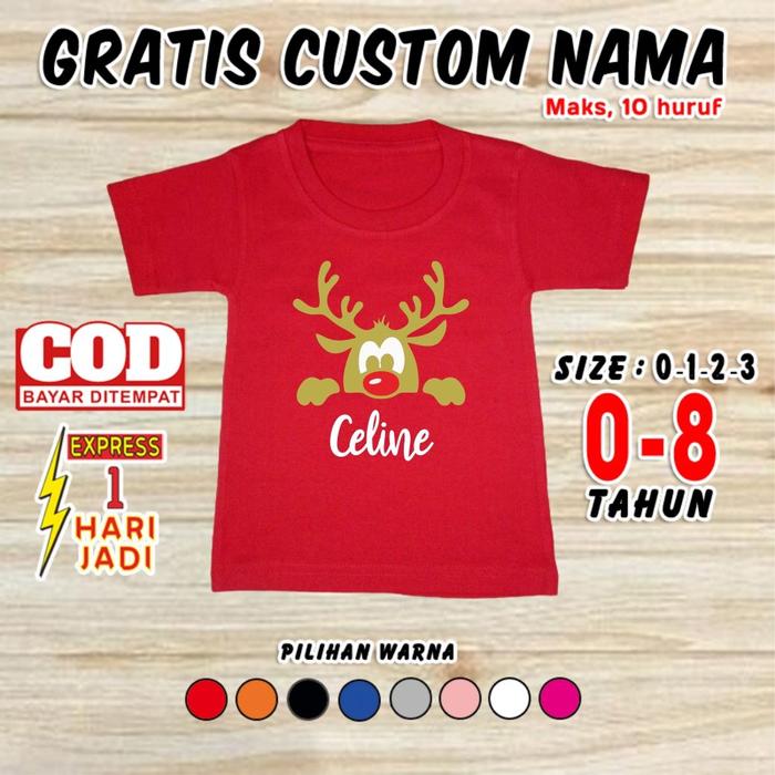 Gambar Baju NATAL Anak GRATIS CUSTOM NAMA T Shirt CHRISTMAS Deer Karakter Rusa Merah Atasan Kaos Polos Katun Pakaian Anak Bayi Laki Perempuan Cewek Cowok Seragam Couple Santa Claus Pit Hitam - Merah, Size 0 dari CustomAjaYuk undefined Tokopedia