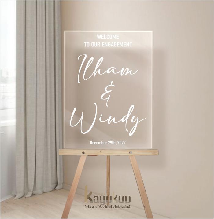 Gambar Welcome Sign Wedding/Engagement Bahan Akrilik 2mm bening aestetik - 40cm x 60cm dari kreasikayukuu undefined Tokopedia