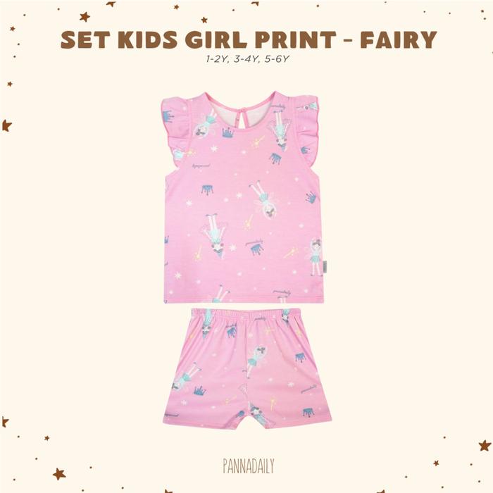 Gambar Pannadaily Set Kids Girls Print - 4 Warna (Fairy Sophie Unicorn Mermaid) - Setelan Baju Anak Perempuan Katun baju  harian  anak  cewek  6–12  tahun setelan  anak  perempuan  balerina  capucina baju  merah  putih  17  agustus  anak  cewek - FAIRY, 1-2Y dari Aubreyshome undefined Tokopedia