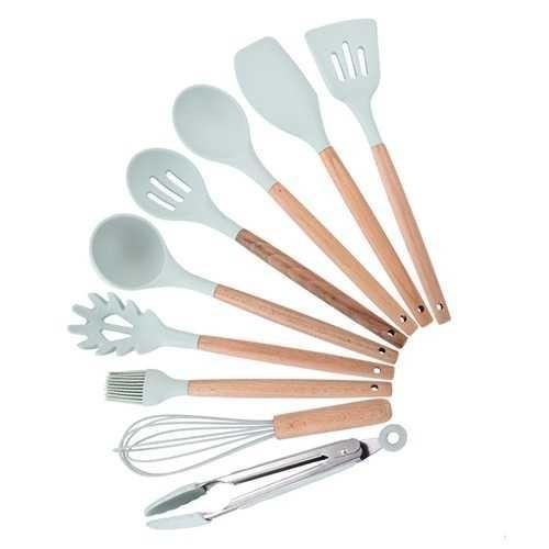 Gambar [Bayar di Tempat] Set Spatula Silikon Alat Masak Dapur Tahan Panas Lengkap 9 PCS - Biru dari Autonet Store undefined Tokopedia