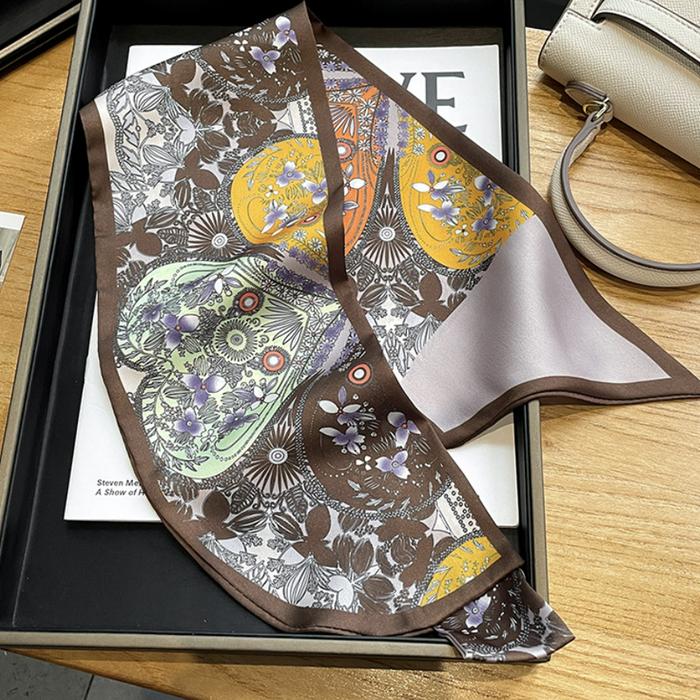 Gambar "Ovy" Mini Scarf Pita, Scarf Leher, Scarf Tas, Bahan High Grade Silk Immitation - Choco dari cyanfashion undefined Tokopedia