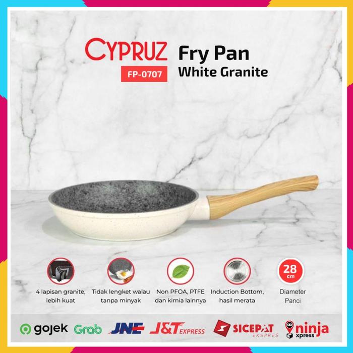 Gambar Cypruz Fry Pan White Granite Series Wajan Induksi 18/20/22/24/26/28 cm - 28cm dari Home Electro undefined Tokopedia