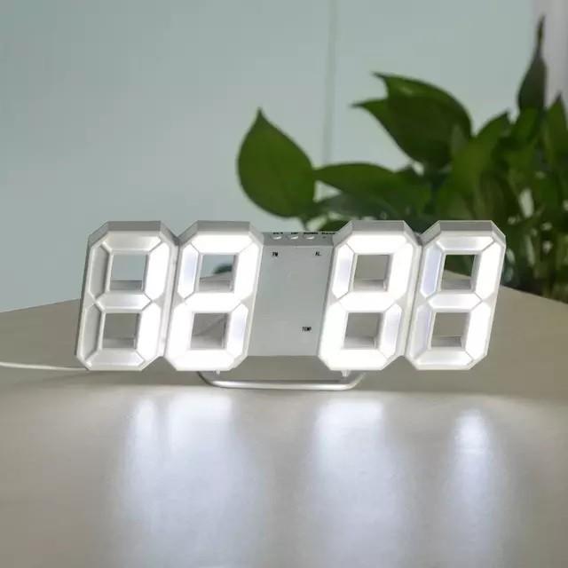 Gambar JAM DINDING DIGITAL LED/JAM MEJA-ALARM-SUHU/JAM 3D BESAR MODERN - Putih dari Vidici Store undefined Tokopedia