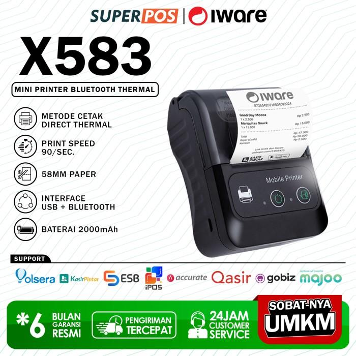 Gambar Mini Printer Thermal Bluetooth Kasir Iware X583 - X583 +1Kertas dari Super Pos undefined Tokopedia