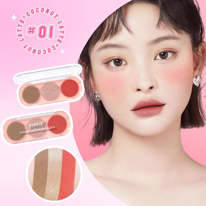 Gambar SANIYE 3 Colors Face Powder Palette E0358 - #01 dari Rezta Shop Store undefined Tokopedia