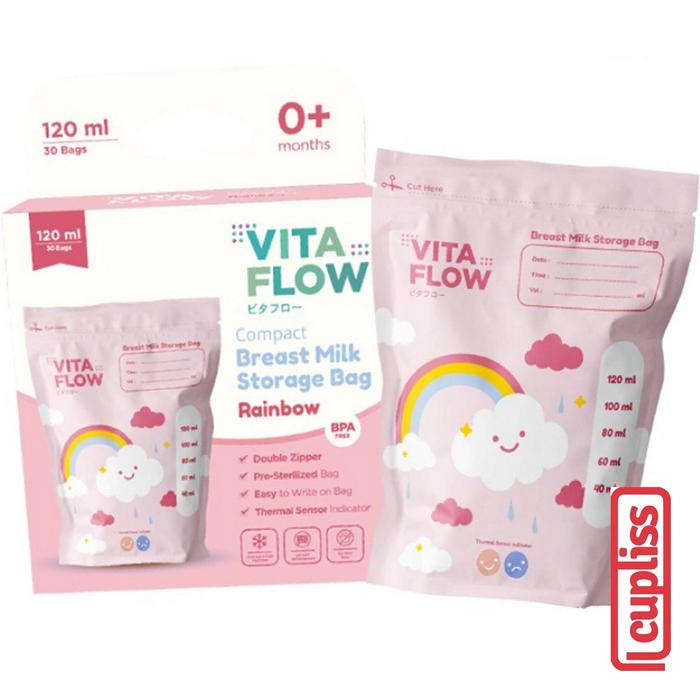 Gambar VitaFlow Breastmilk Kantong ASI Storage Bags 100ml 120ml 150ml isi 30 pcs Vita Flow Susu Steril - 120ml Rainbow dari Cupliss undefined Tokopedia