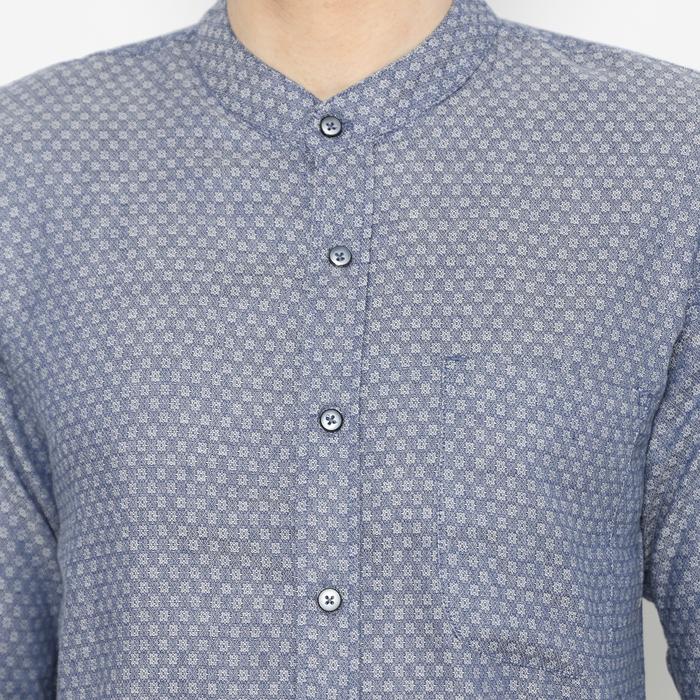 Gambar Code Male - Alfi Kemeja Pria Motif Kerah Koko Katun Motif Elegant Lengan Panjang Scoder Slimfit - Alfi Biru, S dari Code Male undefined Tokopedia