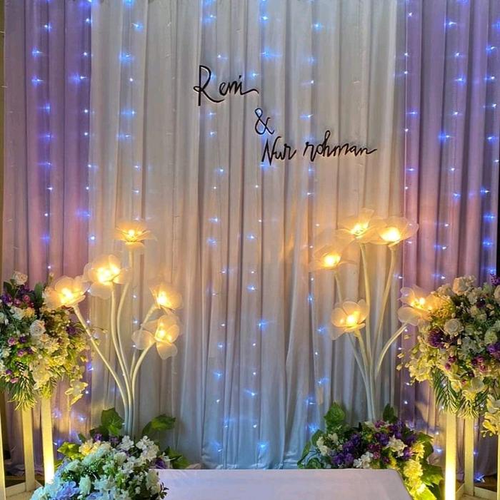 Gambar KAIN DEKORASI BACKDROP ABUTAY TINGGI 3 X 1 METER SIAP PAKAI Pernikahan - putih dari Kain Dekorasi undefined Tokopedia