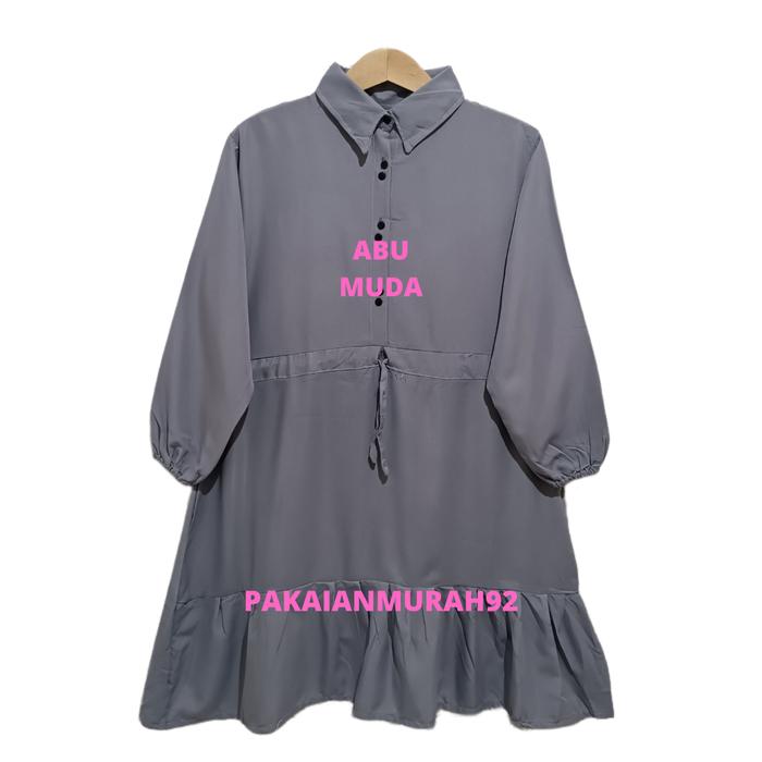 Gambar Tunik Kancing Bahan Crinkle Airflow Adem Dan Nyaman Dipakai - Abu muda dari PAKAIANMURAH92 undefined Tokopedia
