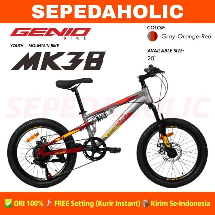 Gambar Sepeda Gunung MTB GENIO MK38 Ukuran 20 Inch Shimano 24 Speed Rem Cakram - GY OR RD dari Sepedaholic undefined Tokopedia