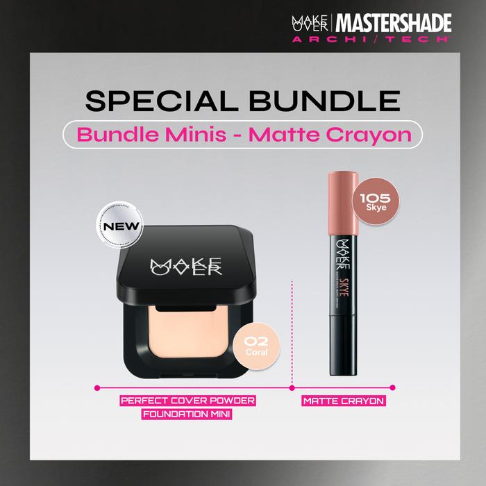 Gambar [BUNDLE MINIS] MAKE OVER Perfect Cover Powder Foundation Mini + Color Stick Matte Crayon - 02 + 105 dari makeoverid_NEW undefined Tokopedia
