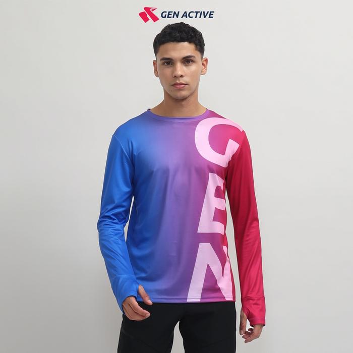 Gambar Gen Active Jersey Running Lengan Panjang Dry Fit Kaos Olahraga Perlindungan Anti UV Outdoor & Gym - Motif 1, M dari GEN ACTIVE undefined Tokopedia