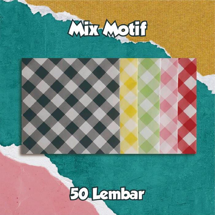 Jual kertas roti motif kotak style food grade alas roti simple kekinian ...
