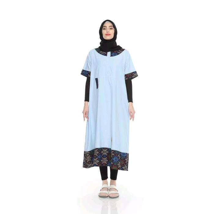 Gambar Daster denim mix batik premium LS.469 Katun Biru Busui Cantik Kombinasi Motif Biru Busui - Biru, XL dari lunangoofficial undefined Tokopedia