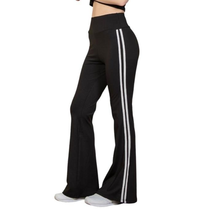 Gambar Celana Olahraga Wanita Cutbray Jumbo Legging Flare Highwaist Sport Lari Zumba Senam Joging Yoga Gym - Hitam Stripe, SMALL (40-60 KG) dari Vava Hijab Store undefined Tokopedia