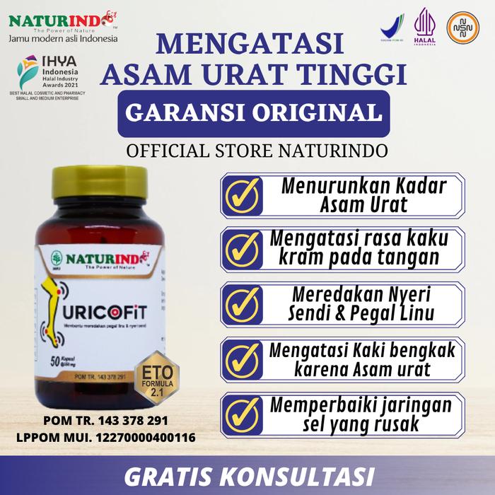 Gambar Obat Asam Urat  Kesemutan Alami Uricofit Nyeri Sendi Naturindo 50 Kapsul Penurun asam urat Ampuh Nyeri sendi Kaki Bengkak Tradisional - URICOFIT dari Jamu Herbal Naturindo_NEW undefined Tokopedia