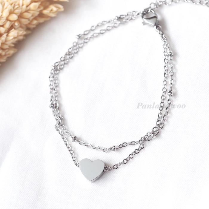 Gambar Panlandwoo - Gelang Tangan Titanium Wanita Mini Heart Adjustable - Gelang Tangan Titanium Wanita Aesthetic Love Korean Style Bentuk Hati Elegan Simple - Silver dari Panlandwoo undefined Tokopedia