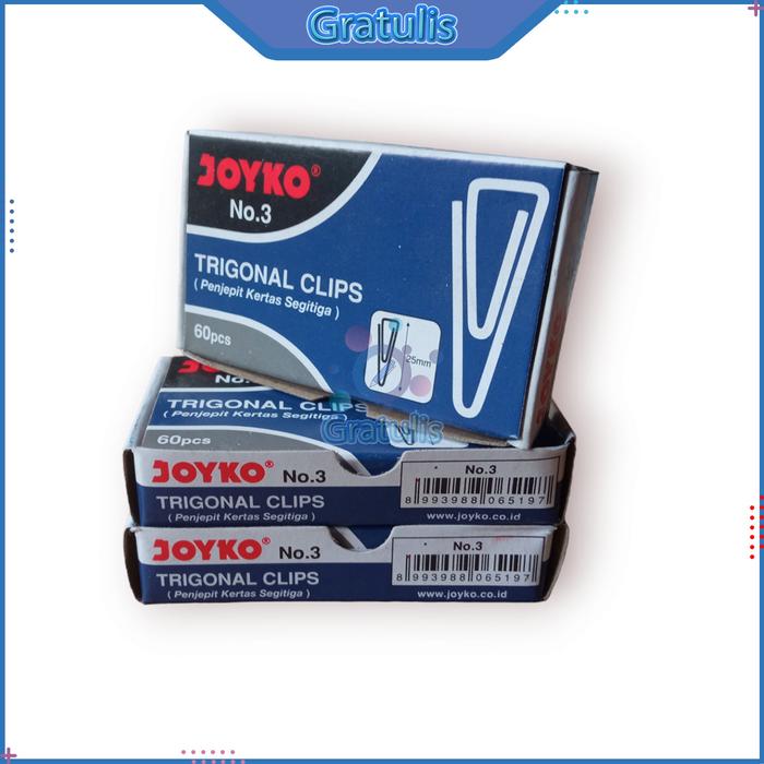 Gambar PAPER CLIPS JOYKO / PENJEPIT KERTAS BESAR NO. 5 / TRIAGONAL CLIP / ALAT JEPIT KERTAS JUMBO / KLIP SEGITIGA NO. 3 ISI 60 PCS - No. 3 dari Gratulis undefined Tokopedia