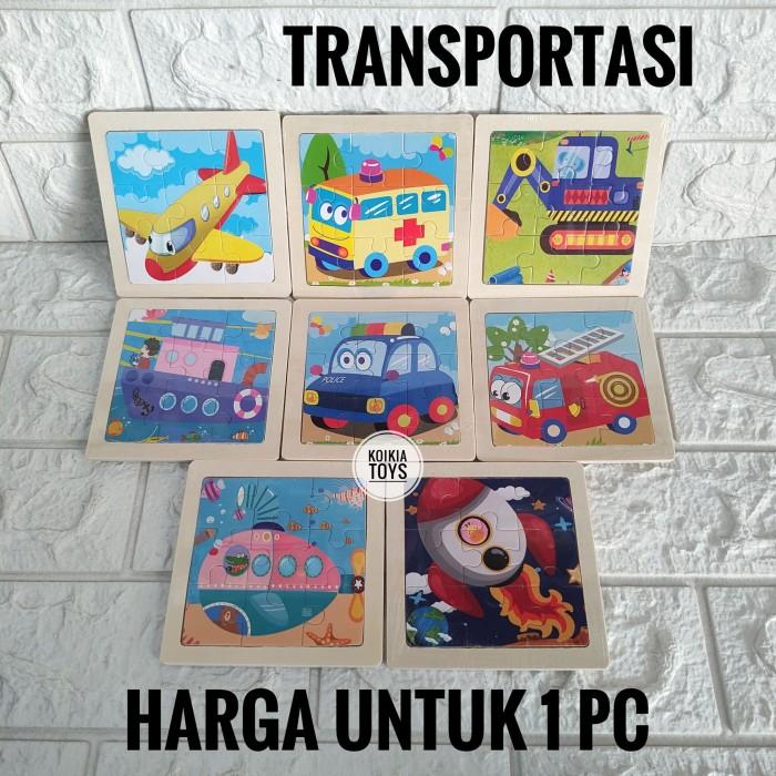 Gambar Mainan edukasi anak puzzle kayu gambar ukuran mini - Transportasi dari Koikia Toys undefined Tokopedia