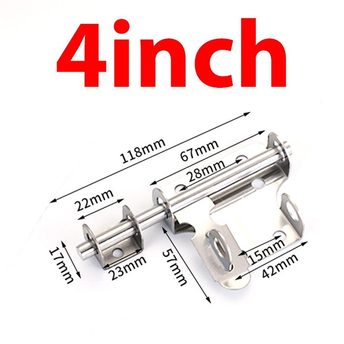 Gambar Slot Pintu Silver 2" l Jendela Plat Tebal Grendel 2 Inch Inci l Barel Bolt - 4Inch dari Global Soya undefined Tokopedia