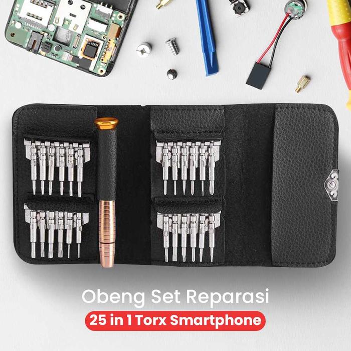 Gambar Obeng Set Untuk Reparasi Smartphone Tablet dan Perangkat Elektronik lainnya Set 25 in 1  Taffware MA313Z - Hitam dari New ISK undefined Tokopedia