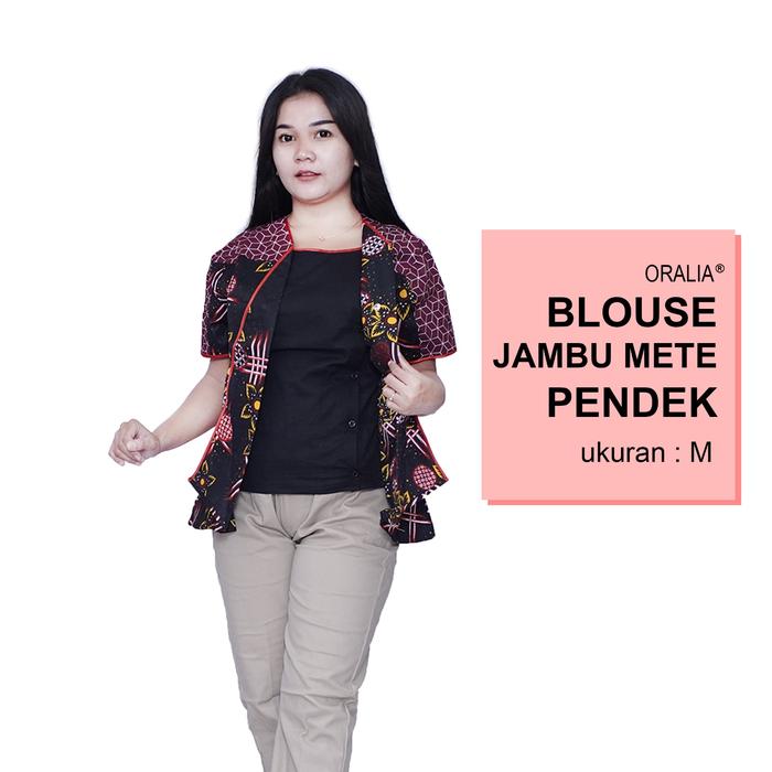 Gambar Oralia Blouse OverSize LD 140 / Atasan Batik Jumbo S-M-L-XL-2L-3L-4L-5L-6L-7L Model Blus Jumbo Kerja Batik / Atasan BigSize Kerja / Pakaian Batik Kekinian Kerja Wanita Bahan Katun Formal Kantor Terbaru Baju Tangan Panjang Pendek Casual V-Neck Bunga Hitam - M pendek dari Oralia undefined Tokopedia
