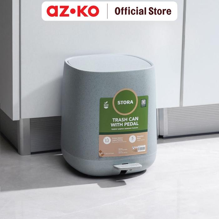 Gambar AZKO Stora 5 ltr Eco Tempat Sampah Pedal Wheat Straw Tong Sampah Pedal Wadah Pembuangan Alat Kebersihan Indoor Trash Bin - Abu-abu dari AZKO ID undefined Tokopedia