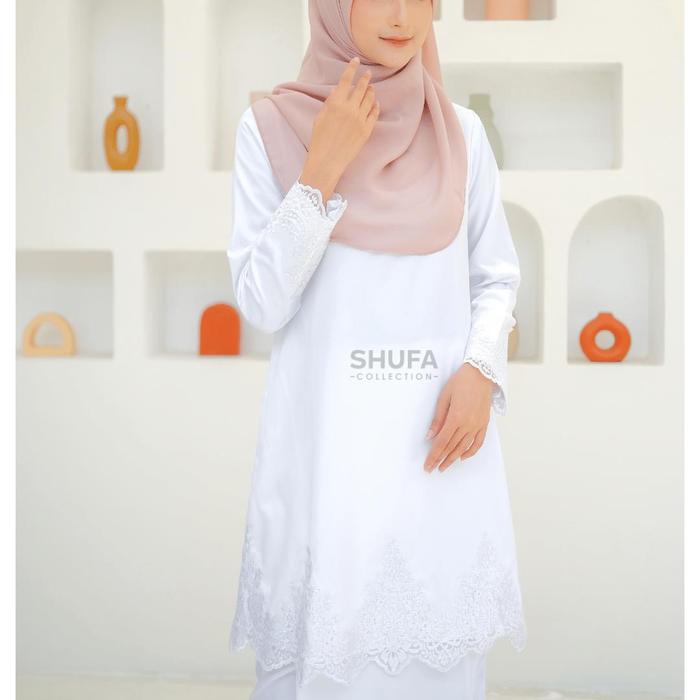 Gambar Baju Setelan Kurung Melayu Wanita Modern Brokat Renda Akad Adat Malaysia Perempuan Putih Atasan Bawahan Muslim - Putih Bersih, S dari Shufa Collection undefined Tokopedia