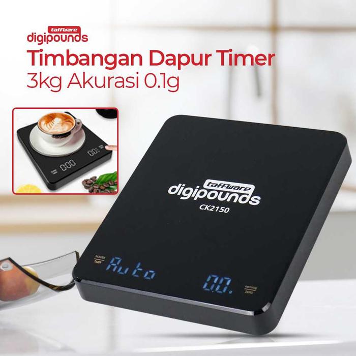 Gambar taffware digipounds timbangan dapur digital 3kg akurasi 01g dan timer ck2150 - Hitam dari Faiz fajri undefined Tokopedia