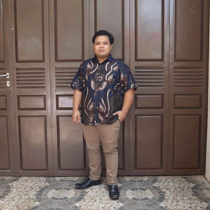 Gambar kemeja batik pria jumbo lengan pendek cowok big size premium - BP10, 6XL LD 130CM dari JUMBO.CO undefined Tokopedia