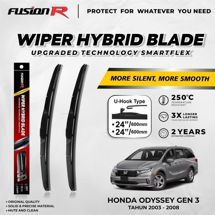 Gambar Fusion R | Wiper Kaca Mobil Honda ODYSSEY Karet Wiper Frameless Hybrid Blade Set Premium - 2003-2008 dari Fusion R Official Kab. Tangerang Tokopedia