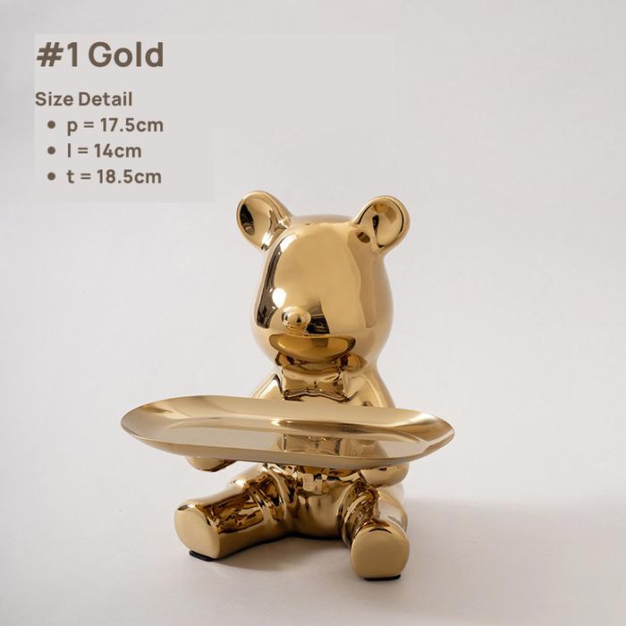 Gambar KUNE Bear Tray Figure / Pajangan Rumah / Dekorasi Rumah / Home Decor Housewarming - #1 Gold dari Kini Kolektiv undefined Tokopedia