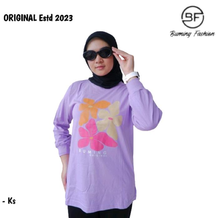 Gambar KAOS BUMING ORIGINAL LENGAN PANJANG MODEL BELAH SAMPING KEKINIAN TERBARU BAHAN KATUN24s WARNA LILAC - Lilac Oval, M dari Buming Fashion. undefined Tokopedia