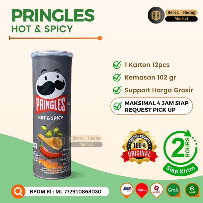 Gambar Pringles 107 gr Potato Chips LIMITED PROMO Makanan Ringan Pringless Rasa BBQ, Hot & Spicy - Hot & Spicy dari Herez Huang Market undefined Tokopedia