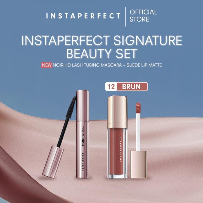 Gambar Instaperfect Signature Beauty Set: Bundle Suede Lip Matte + Noir HD Lash Tubing Mascara- Beauty Make Up Set untuk tampilan flawless- Mascara Peel Off - Lip Cream- Lip Matte - Tubing+ Brun dari Instaperfect undefined Tokopedia