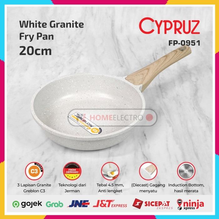 Gambar Cypruz Fry Pan White Granite DieCast Series 20/24/26 cm - 20cm dari Home Electro undefined Tokopedia