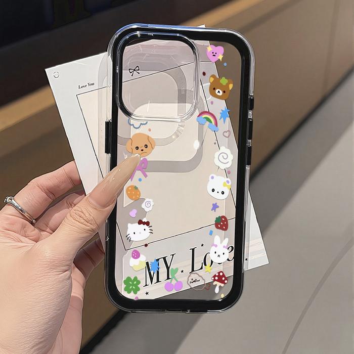 Gambar 2in1 Transparent Cute Cartoon Case For iPhone 11 13  12 14 16 15 ProMax TPU Double Layer Protection Shockproof - NG79_Black, iPhone 14 Pro dari iCase Mall Shop undefined Tokopedia