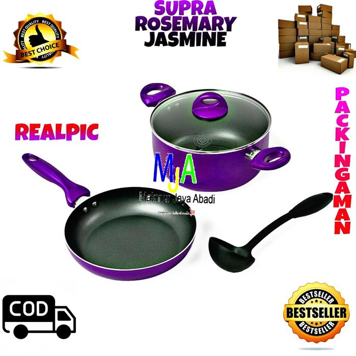Gambar (BISA COD) Supra Rosemary Jasmine Set  COOKWARE SET 3 pcs/Panci Stainless/Panci Set/Bonus Spatula - Ungu, Standar dari Makmur Jaya Abadi undefined Tokopedia