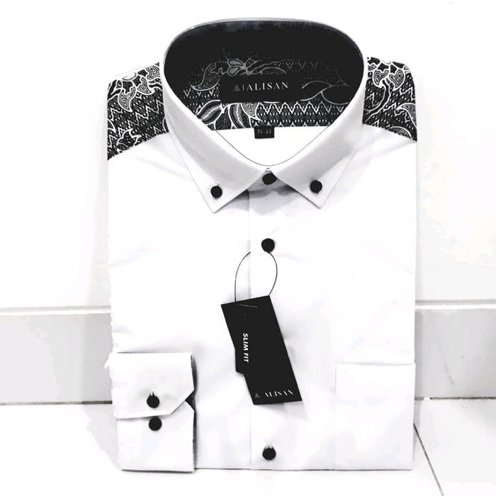 Gambar Kemeja Alisan Original Slim Fit Putih Kombinasi Batik Lengan Panjang - Putih, S dari Angelshops88 undefined Tokopedia