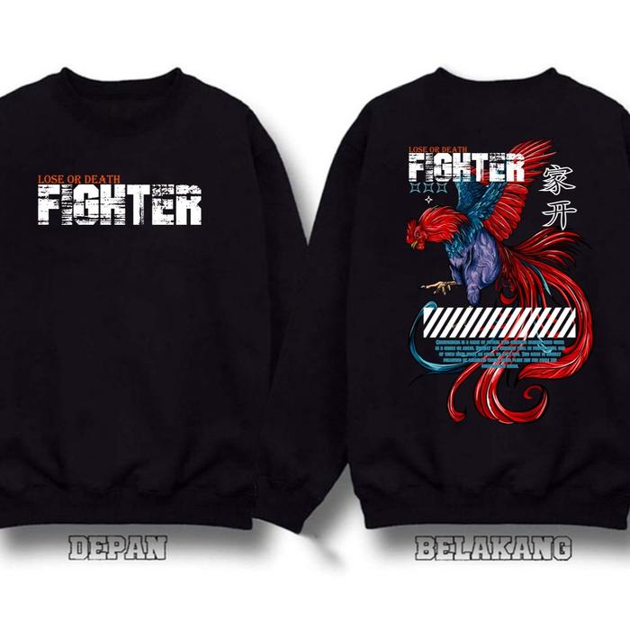Gambar JAKET SWEATER AYAM BANGKOK SINGLE FIGHTER BIG SIZE JUMBO - HITAM 1, M dari WILDAN APPAREL undefined Tokopedia