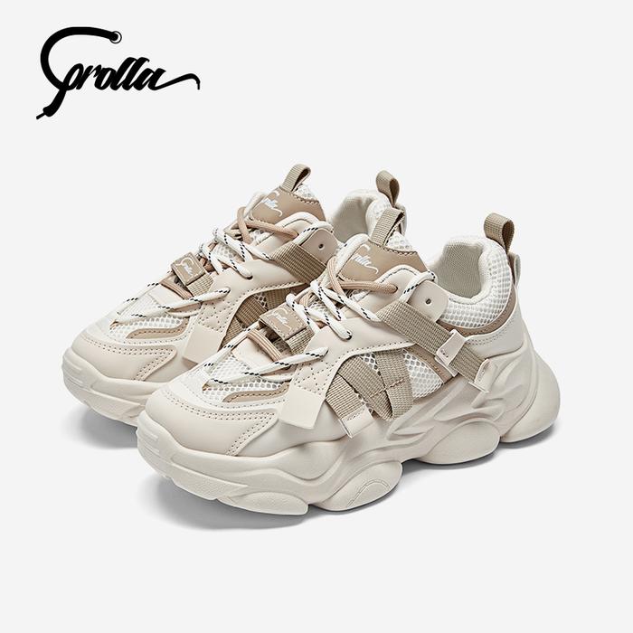 Gambar COROLLA Sepatu Sneakers Wanita Sepatu Sneakers Hak Tinggi Olahraga Outdoor Korean Style Shoes Casual - Beige, 36（23cm） dari COROLLA Shoes Shop undefined Tokopedia