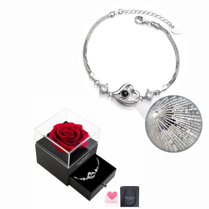 Gambar Perhiasan Gelang atau Gelang Gelang Proyeksi Hati Wanita Gelang atau Gelang Gelang 925 Kenangan Cinta - 100 Bahasa Berbeda untuk Hadiah Paket Paket Hadiah I Love You - perak + bunga dari Kecantikan Mistik undefined Tokopedia
