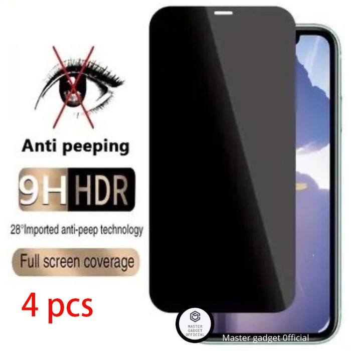 Gambar Tempered Glass Anti Spy for iphone 11 15  11 pro max 7plus 14 13 12 15pro 14plus XR XS Max Full Cover 3D Screen Protector - 4 pcs, for iphone 12 6.1inch dari BU phone casing undefined Tokopedia