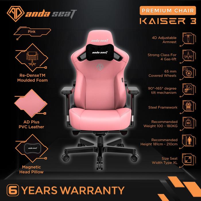 Gambar AndaSeat Kaiser 3 XL Series Premium Kursi Gaming Chair - Pink - PINK dari AndaseaT Indonesia Kota Administrasi Jakarta Utara Tokopedia