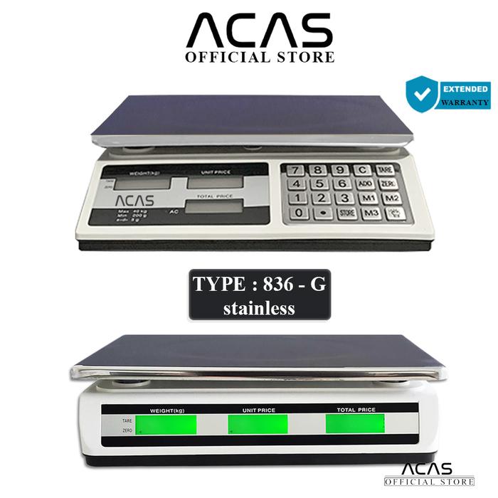 Promo ACAS 836 40Kg / 200Gr Timbangan Duduk Digital Meja Double Display ...