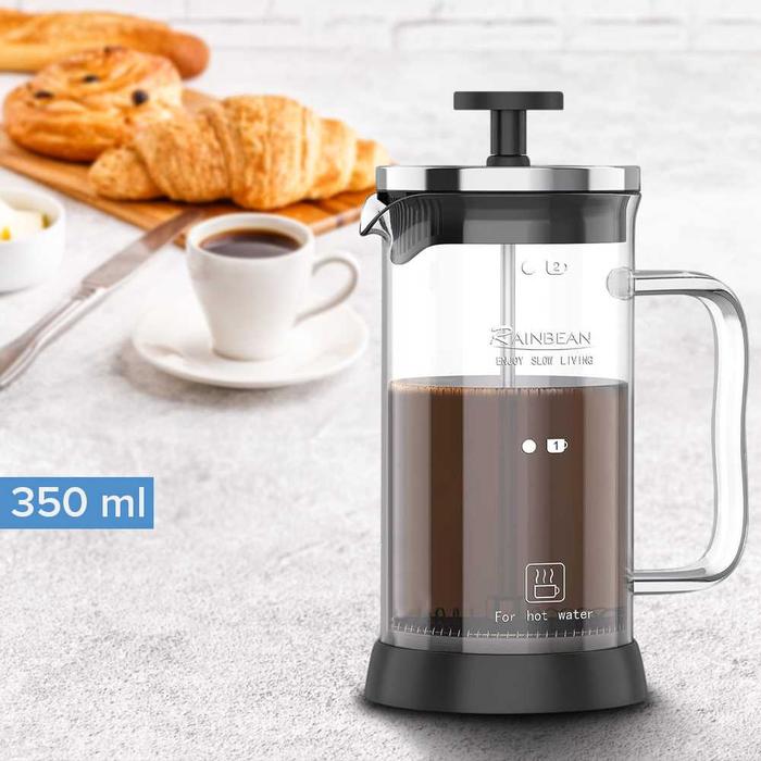 Gambar USEA RAINBEAN French Press Coffee and Tea Maker Pot Plunger Borosilicate 350ml - CP15 - Hitam dari Usea Official Store Kota Administrasi Jakarta Barat Tokopedia