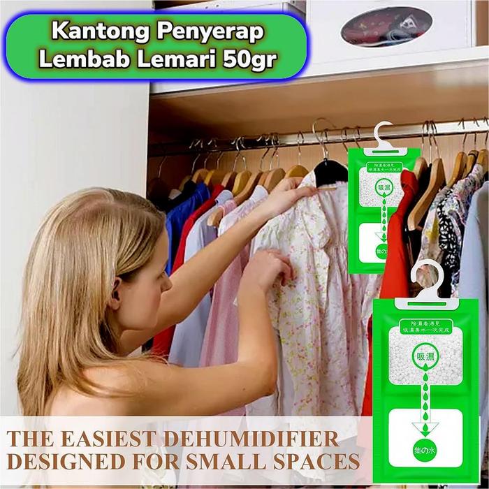 Gambar Hanger Gantungan Kantong Penyerap Penghilang Serap Lembab Udara Air Mobil Lemari Pakaian Sepatu Tas Anti Jamur Bau Apek Hanging Dehumidifier Bag dari Grosir123 ID undefined Tokopedia